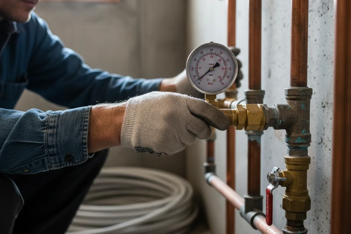 Pressure testing a repaired line during Water Line Repair in Linn Grove